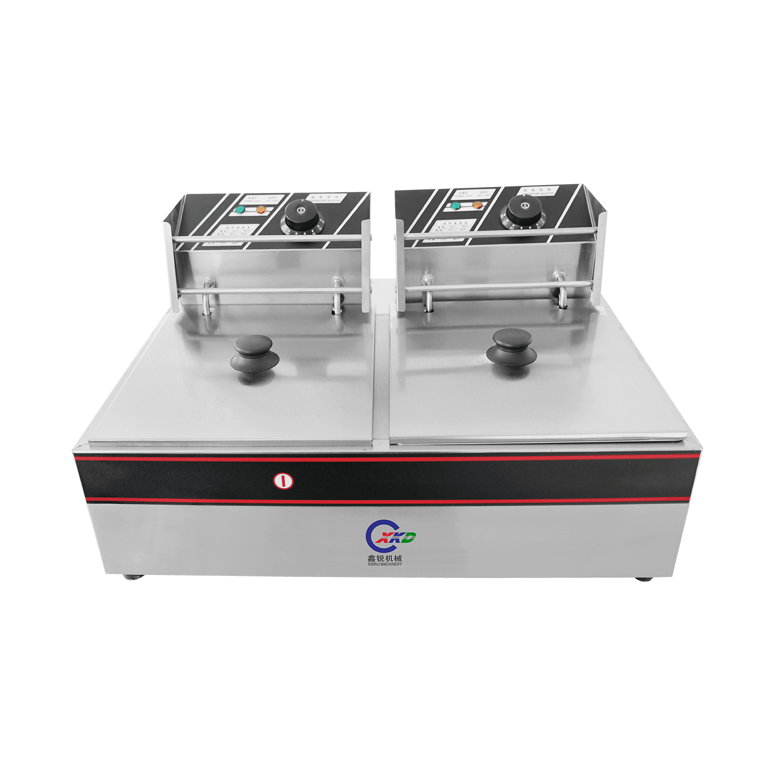 Фритюрница двух-сетки Двух-цилиндра электрическая (толстый лоток масла)